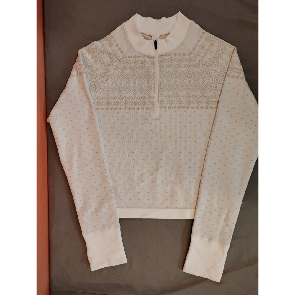 Women's DSG Momentum Seamless Quarter Zip Ribbed Sweater Fair Isle White Medium